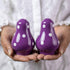 City to Cottage Handcrafted Ceramic Salt and Pepper Shakers Set, Purple Polka Dot Spice Shakers for Farmhouse Kitchen
