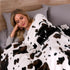 Cozy 108"*90" Bliss Cow Print Throw Blanket for Bed - Super Fuzzy Thick Soft Warm Fleece Blankets for Couch & Room