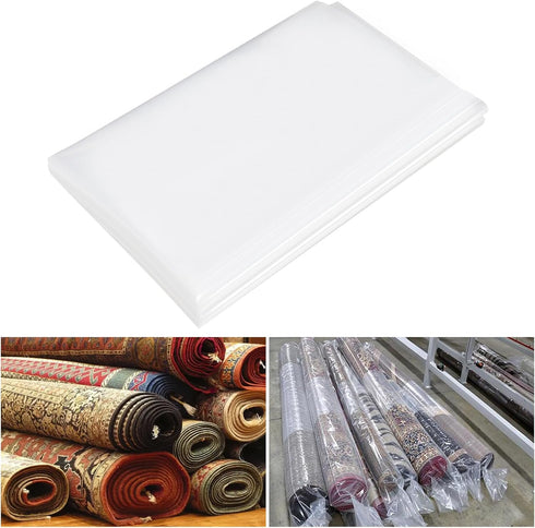 Rug Storage Bag, Pack of 3 for Rolled Rugs up to 6'x 9', Clear Plastic Bag for Moving and Packing