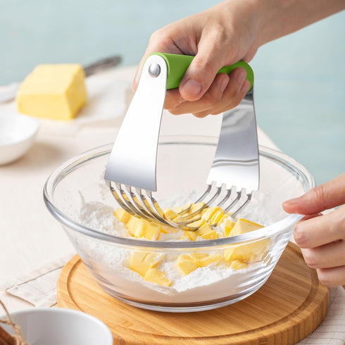 Spring Chef Large Green Dough Blender for Baking, Professional Dough Cutter Tool, Stainless Steel Mixer