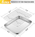 Metal Toaster Oven Tray with Rack Set, E-far 10.5”x8.3” Baking Sheet Broiling Pan with Stainless Steel Wire Grate Rack for Cooking Baking Bacon Steak Cooling Cookie - Dishwasher Safe