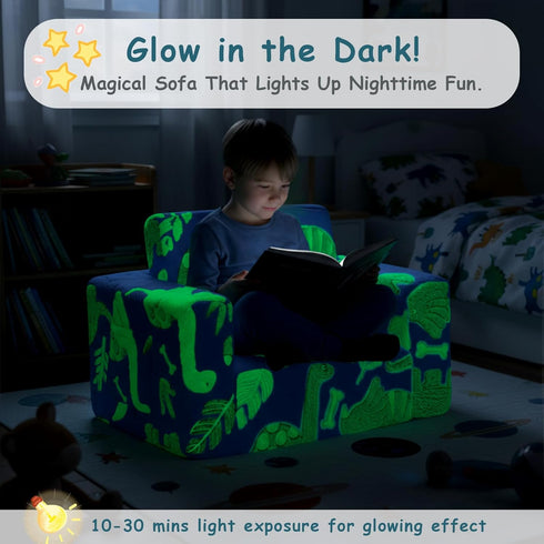 2-in-1 Tiita Kids Sofa, Kid Sofa, Convertible Children Couch to Lounger, Flip Out Kids Chair, Glow in The Dark Toddler
