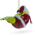 Santa Snowboarding Christmas Ornament, Blown Glass