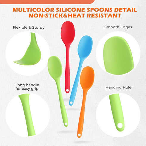 Rtteri 20 Pieces Mixing Spoons, Silicone Nonstick Cooking Spoons, High Heat Resistant for Baking and Stirring