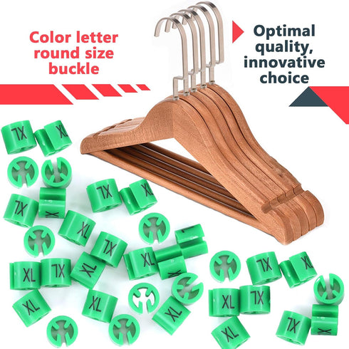 Swpeet 150Pcs Green Plastic Clothes Hanger Size Markers Assortment Kit, XL