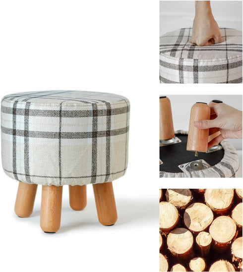 H&B Luxuries Round Padded Ottoman Stool | Versatile Foot Rest & Extra Seating