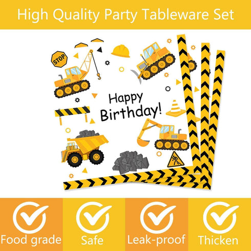 Wedec 178 3rd Set, Pcs Construction Birthday Party Supplies, Dump Truck Three Years Old Party Decorations Include