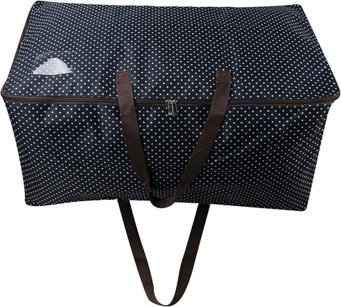 27.5 x 16.5 x 13.8, 3-Side Zip Open Storage Bag for Christmas Trees, Black Dots