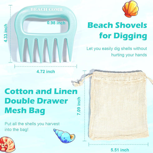 DOSTATNI Sand Scoop with Shovel Sand Flea Rake with Beach Mesh Bag Plastic Sand Sifter for The Beach Shell Scooper