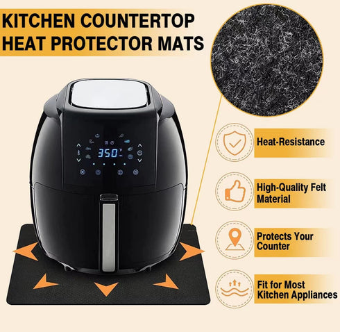 4 Pcs Heat Resistant Mats for Air Fryer, Coffee Maker, Kitchen Countertop, 16 x 12 In Non-slip Silicone Slider for