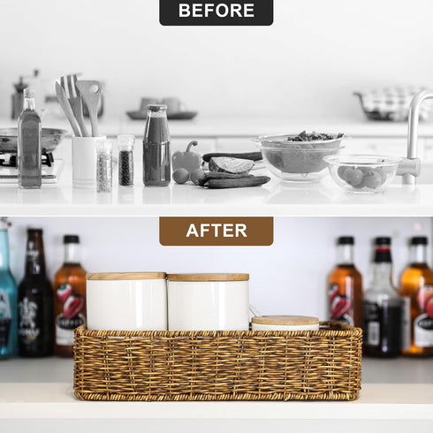 Small Wicker Baskets - Wicker Toilet Basket Tank Topper for Toilet Paper, 1-Pack