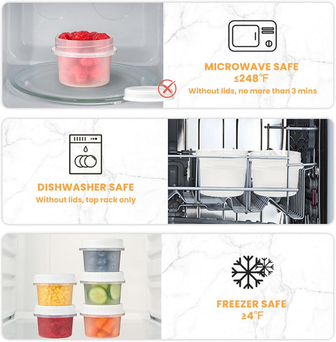 4 Oz 12-Count TUZAZO Small Freezer Containers with Lids BPA Free Small Plastic Food Storage Containers for Snack