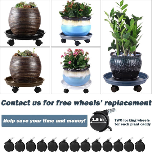 5 Packs 11.8" Plant Caddy with Wheels Plastic Rolling Plant Stands Heavy-Duty Plant Dolly with Casters Indoor Outdoor