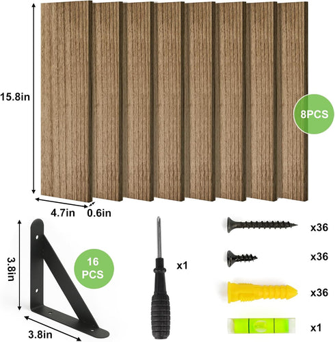 4.7in (Set 8 Fixwal Shelves for Room Wall, Width Rustic Wood Wall Storage, Floating Shelves for Bedroom, Living Room