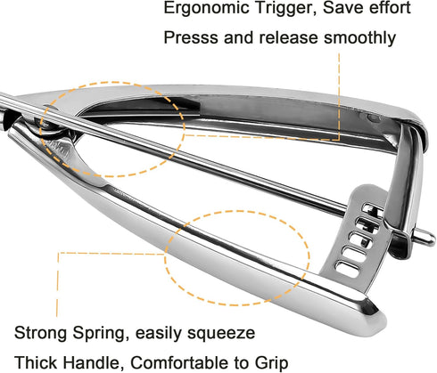 5.4 2.7 OZ, 2.5 inch/ 63MM 18/8 Large Cookie Scoop, Tbsp/ Ball, Stainless Steel Ice Cream Scoop, Cupcake Scoop