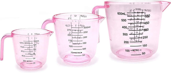 Plastic Measuring Cup Set, 3-piece Kitchen Cooking and Baking Liquid Measuring Cups with Handle and Triangle Mouth,