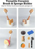 2-in-1 Countertop Countertops Ceramic Sponge Holder for Kitchen Sink, Sponge & Brush Organizer, Compact Sink Caddy