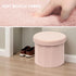 15-Inch Compact Round Ottoman with Hidden Storage - Pink