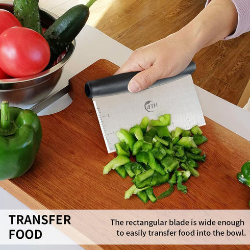 Stainless Steel Dough Bench Scraper & Chopper, Black Pastry Cutter for Kitchen, 1 Pack