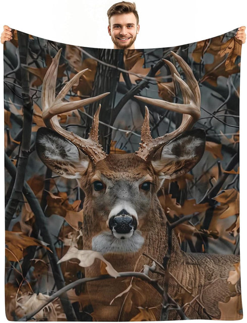 KOYI Camo Gifts for Men - Realistic Deer Camo Blanket, 50"x40" Soft