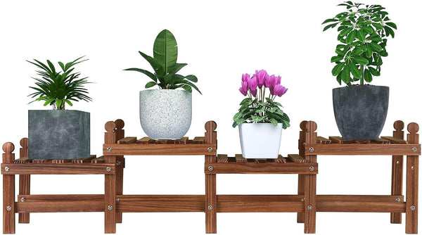 Wood Plant Stand Indoor Outdoor,4 Tiers Plant Stand Bench Indoor,Low Window Plant