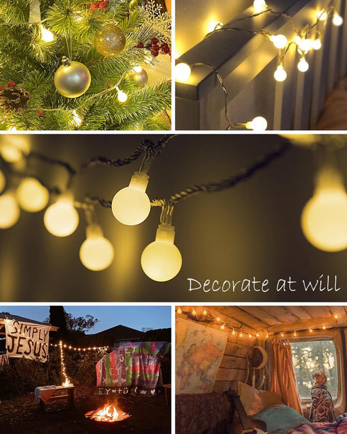 59 100 Globe String Lights, Ft LED Christmas Lights with Remote Timer, Connectable Plug in Twinkle Lights for Bedroom