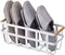 Storage Basket - Home Organizer Bin Holder with Wooden Handle - Steel + Wood - Small White
