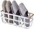 Storage Basket - Home Organizer Bin Holder with Wooden Handle - Steel + Wood - Small White