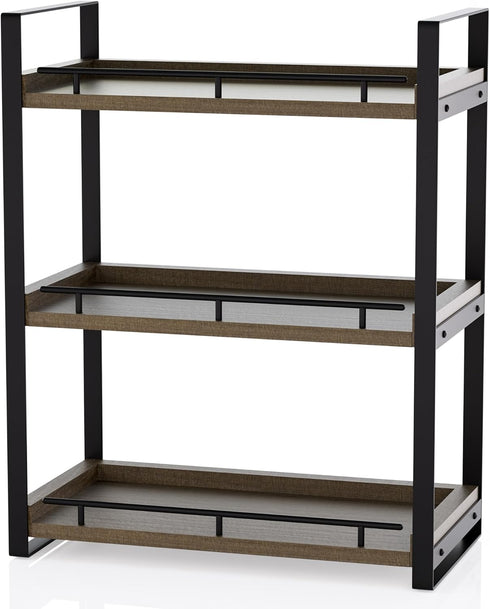 Counter 3 Countertop Bathroom Organizer, Tier Wood Shelf for Vanity, Skincare, Makeup, Kitchen Coffee and Sink Storage
