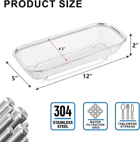 Utensil Drying Rack, 2 Pack Stainless Steel Utensils Holder Dishwasher Silverware Basket, Compact Dish Rack Chopsticks Spoons, Forks, Knifes Drainer Basket Organizer for Kitchen Counter