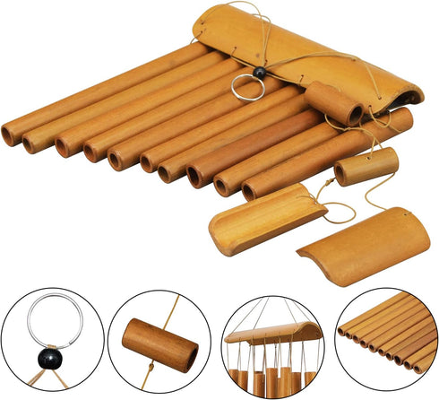 Windchimes Outdoors, Memorial Wind Chimes, Bamboo Wind Chimes for Outside, Deep Tone for Patio Garden Decor