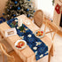 Poinsettia 13x108 Inch Winter Navy Blue Table Runner Christmas Floral Burlap Table Runners, Xmas Holiday Seasonal