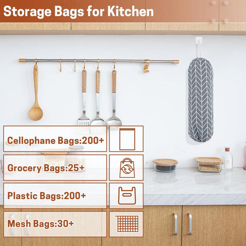 SWISSELITE 2Pcs Plastic Bag Holder, Reusable Wall Mount Grocery Bag Organizer, 22x9 IN