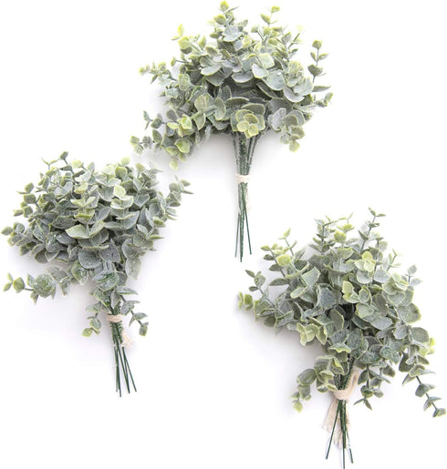 Ling's Moment 18Pcs Artificial Eucalyptus Leaves Branches, 15" Tall Fake Greenery Filler Decor for Wedding Bouquets