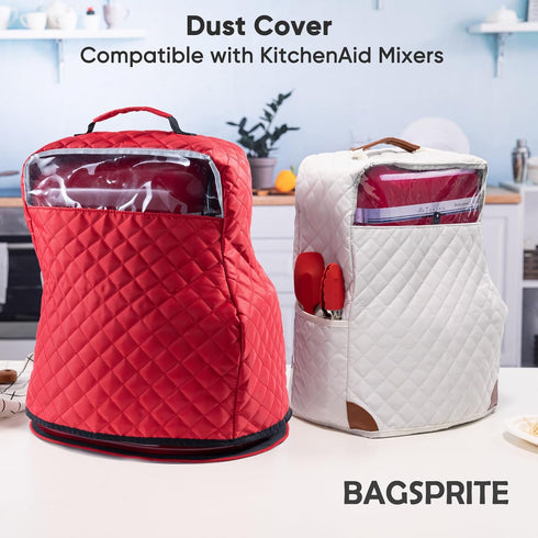 BAGSPRITE Stand Mixer Cover with Pockets for KitchenAid Mixer 6/7/8 Quart, Appliance Sliders for Attachments