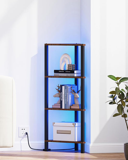 4-Tier BS05BB004L TUTOTAK Corner Shelf, Corner Bookshelf for Small Space, Narrow Display Corner Shelf Stand