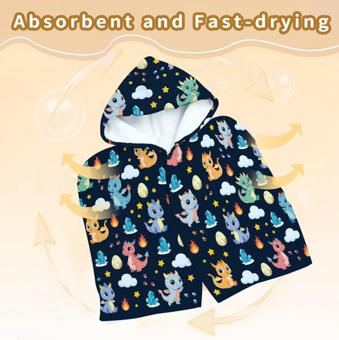 30x50 Dragon Beach Towel for Boys, Flannel Dragon Beach Towel, Dragons Hooded Bath Towel, Dragons Lover Gifts for Girls