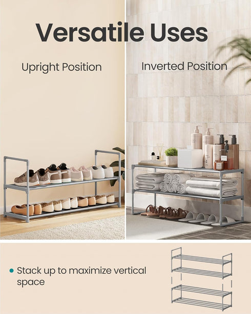 2-Tier 12-15 11.8 36.2 14.6 Inches, ULSA012G01 SONGMICS Shoe Rack, Shoe Organizer, Metal Storage Shelf, Upright