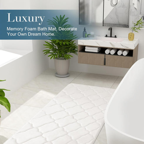 OLANLY Memory Foam Bath Mat Rug, Ultra Soft Non Slip Absorbent Bathroom Carpet, 24x16 Ivory