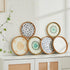 Nonam 100% 13.5" Shellac Rattan Tray with Mother of Pearl Inlay, Round Decorative Serving Tray for Home Dcor Coffee