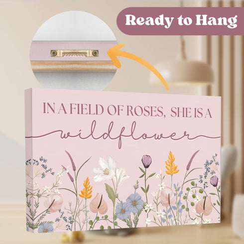 HoneyKICK 16.5" 10" Nursery Wall Art Dcor For Baby Girl Room - In a Field of Roses She is a Wildflower - Sized x