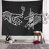 White and Black Floral Hands Wall Tapestry, Funny Creative Hippie Boho Art Decor for Bedroom