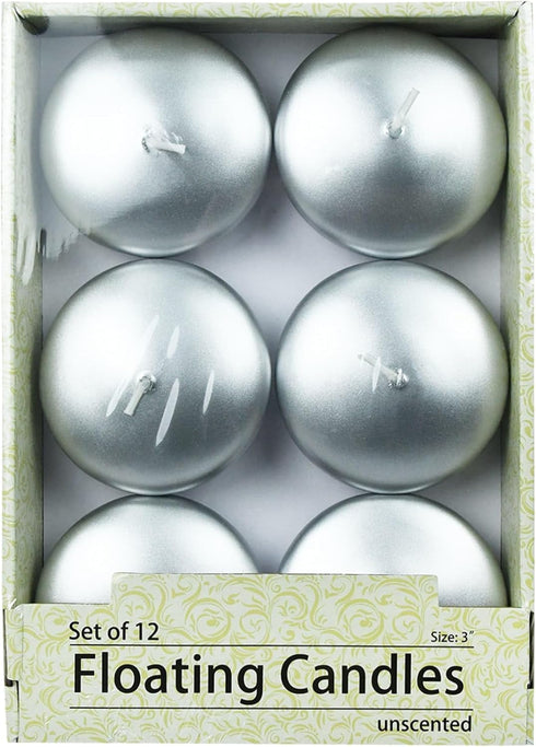3 Inch Metallic Silver Floating Candles