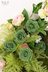 N&T NIETING 25pcs Artificial Roses Foam Flowers with Stems for DIY Cake Decoration, Army Green