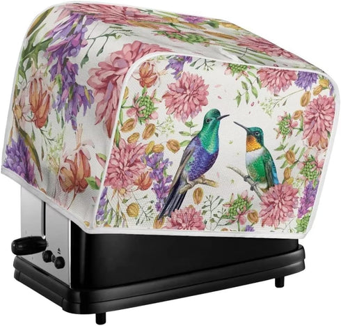 Hummingbird Floral Print Toaster Cover Case, Dust Fingerprint Protection, Heat-Resistant