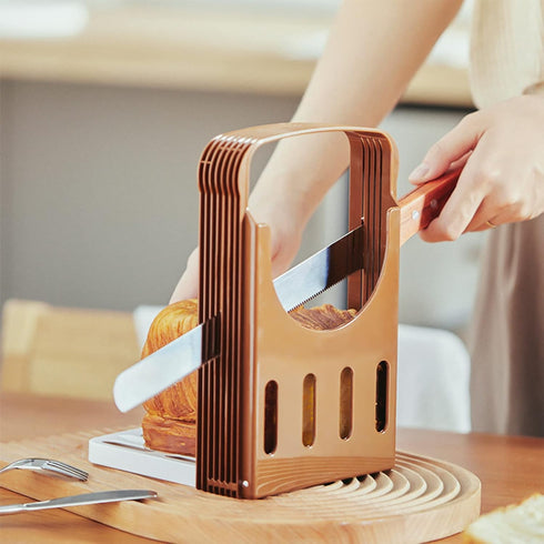 Bread Slicer Toast Cutter Kitchen Tools, Foldable Sandwich Slicing with 4 Thickness for Homemade Bread, 8.7 * 5.5 *
