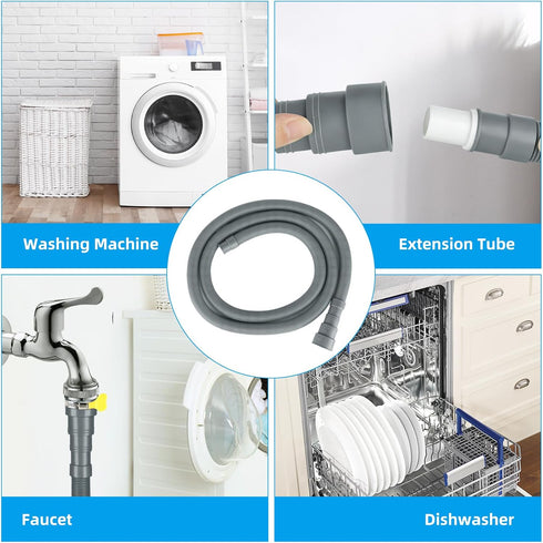 6.5FT Washing Machine Drain Hose, Universal Dishwasher Drain Hose Extension Kits with 1 U-Bend Holder