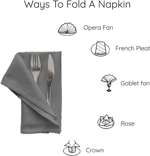 Encasa Cotton Cloth Napkins, Set of 12, Size 17"x17", Grey Solid Color, Machine Washable
