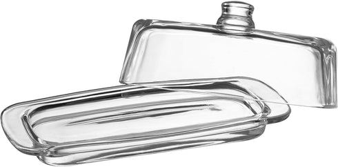 Royalty Art Glass Butter Dish with Lid, Single Stick Container with Handle Cover, Rustic Farmhouse Kitchen Accessory