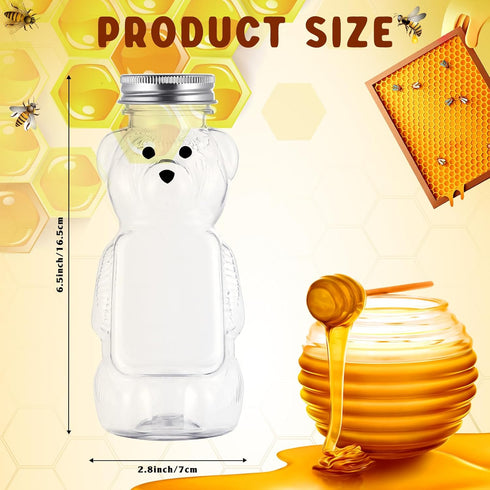 36 8 oz Mifoci Pcs Plastic Honey Bear Cups Clear Honey Container with Screw Top Lid Jar Empty Bear Bottle Shape